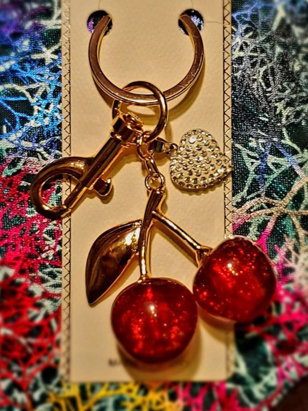 I Love Cherries Bling Charm for Purse